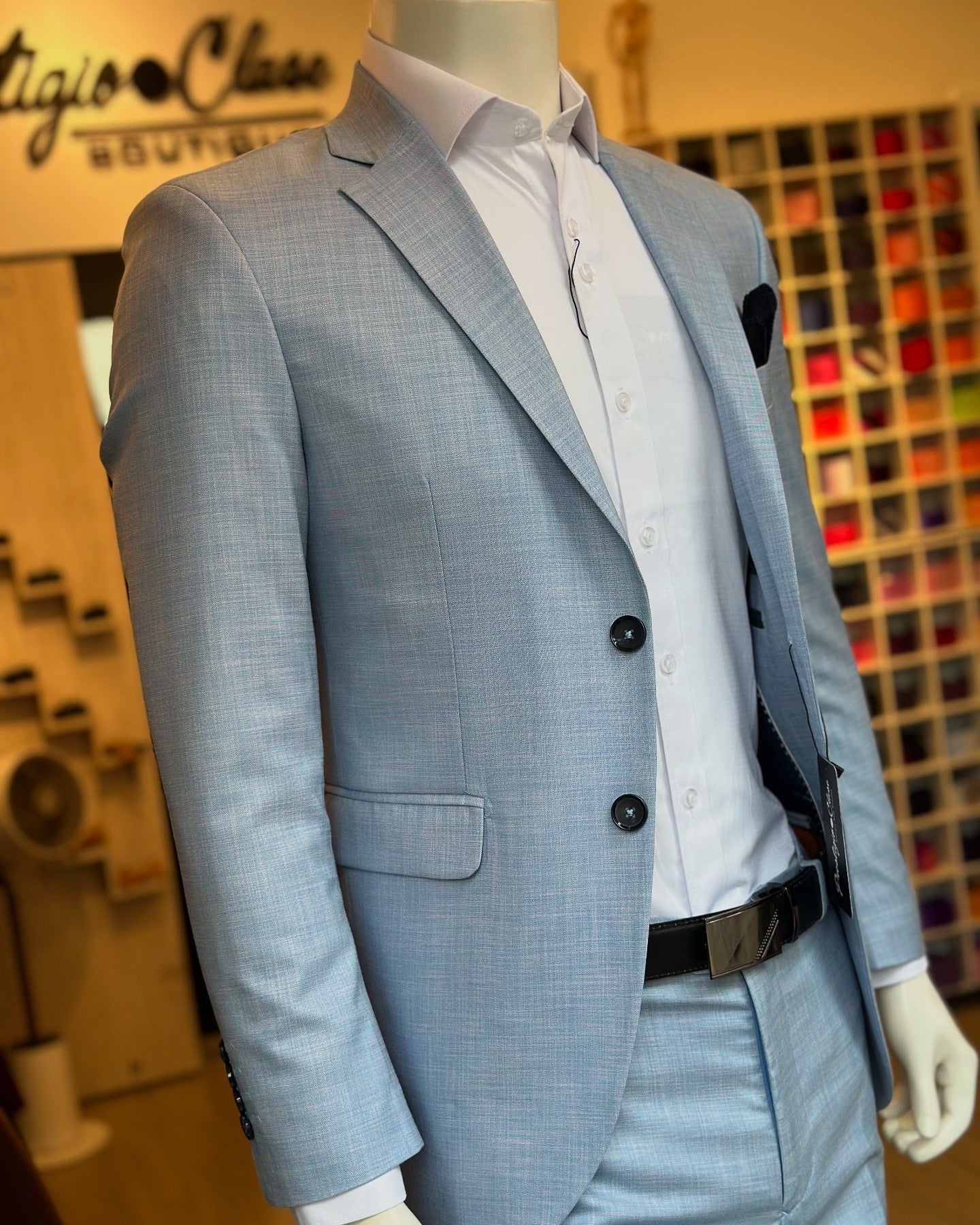 Traje Azul Claro Semi-Slim, Formal Ejecutivo Dos piezas