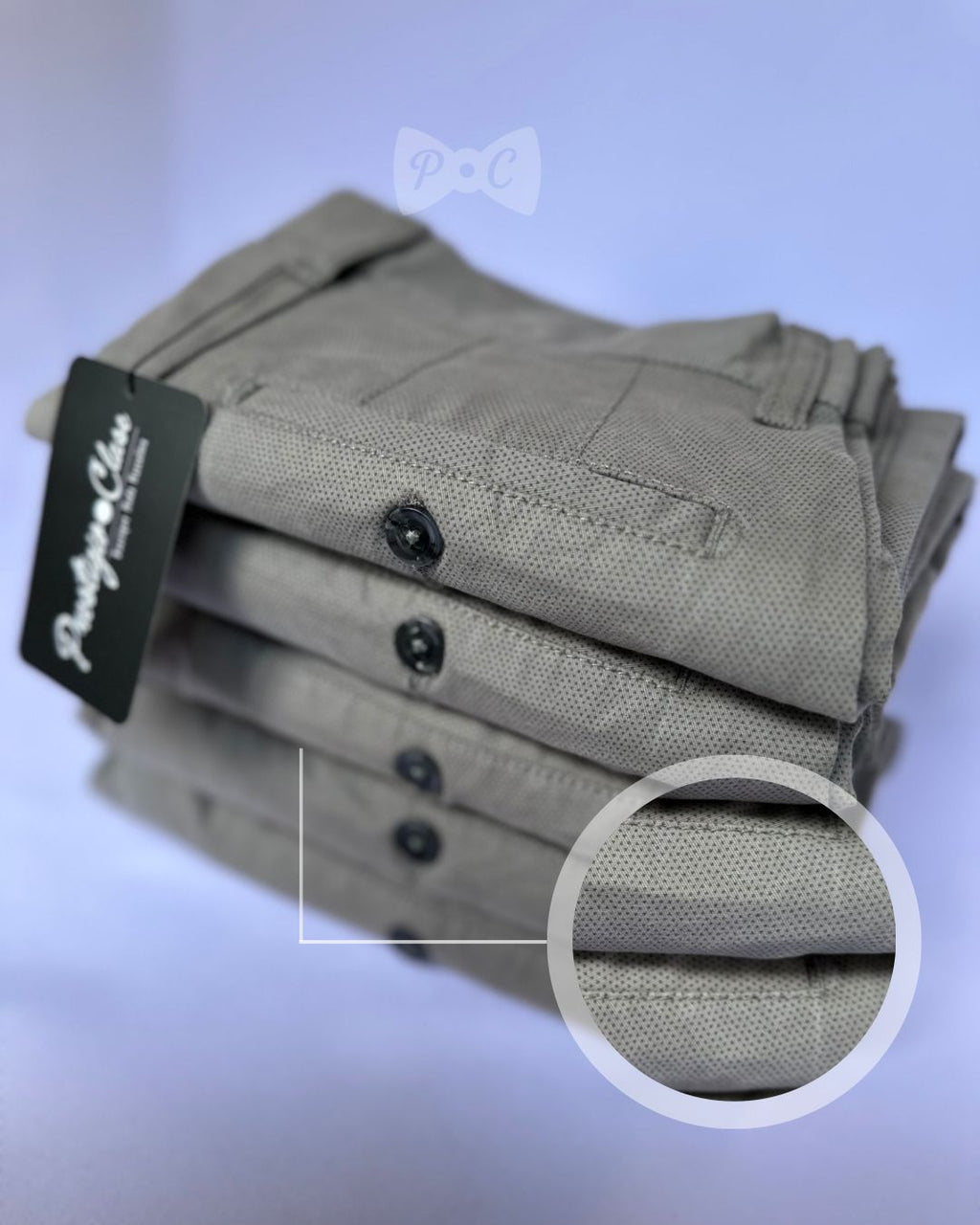 Pantalón Drill Gris Claro Texturizado A Puntos