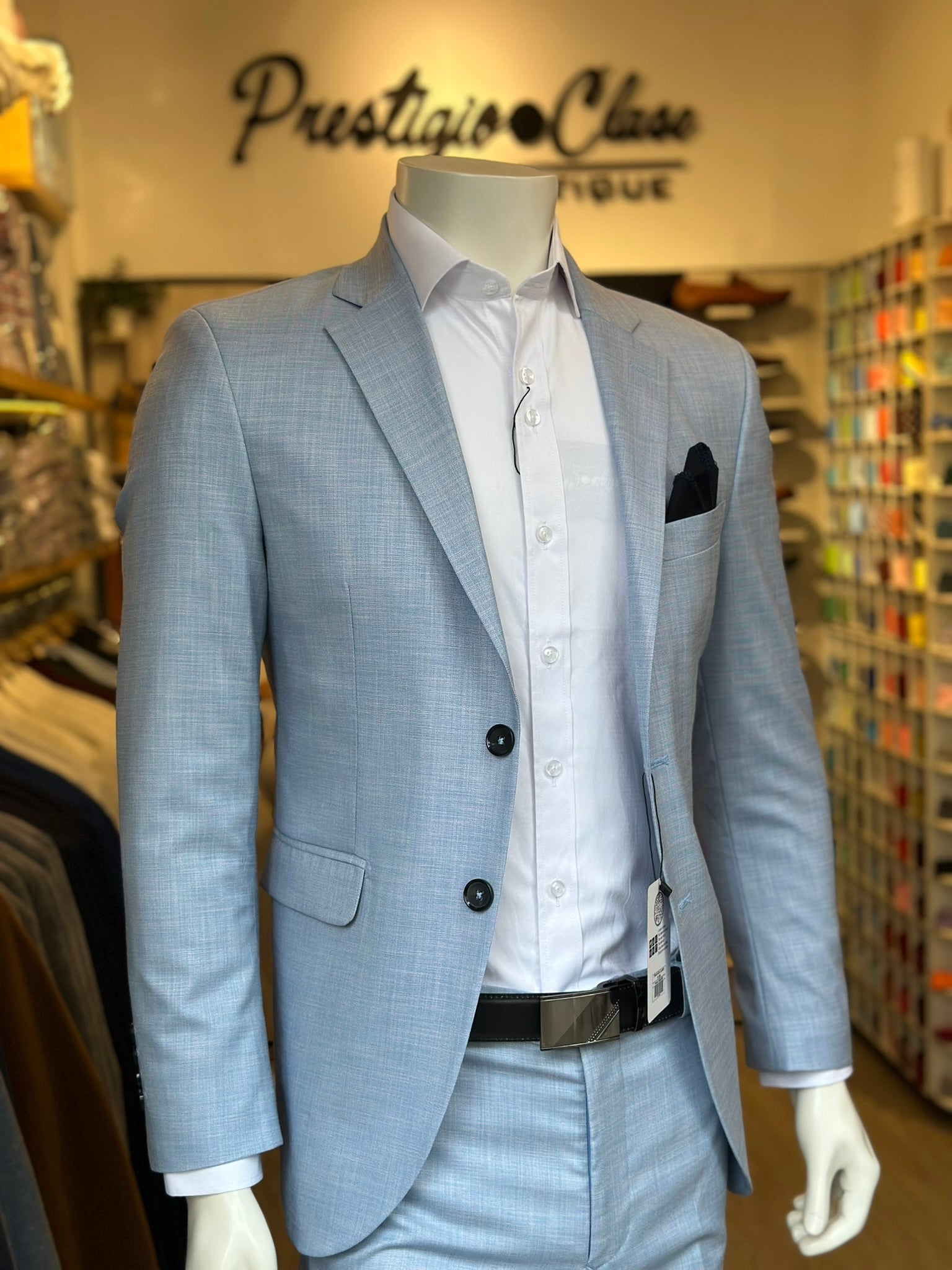 Traje Azul Claro Semi-Slim, Formal Ejecutivo Dos piezas