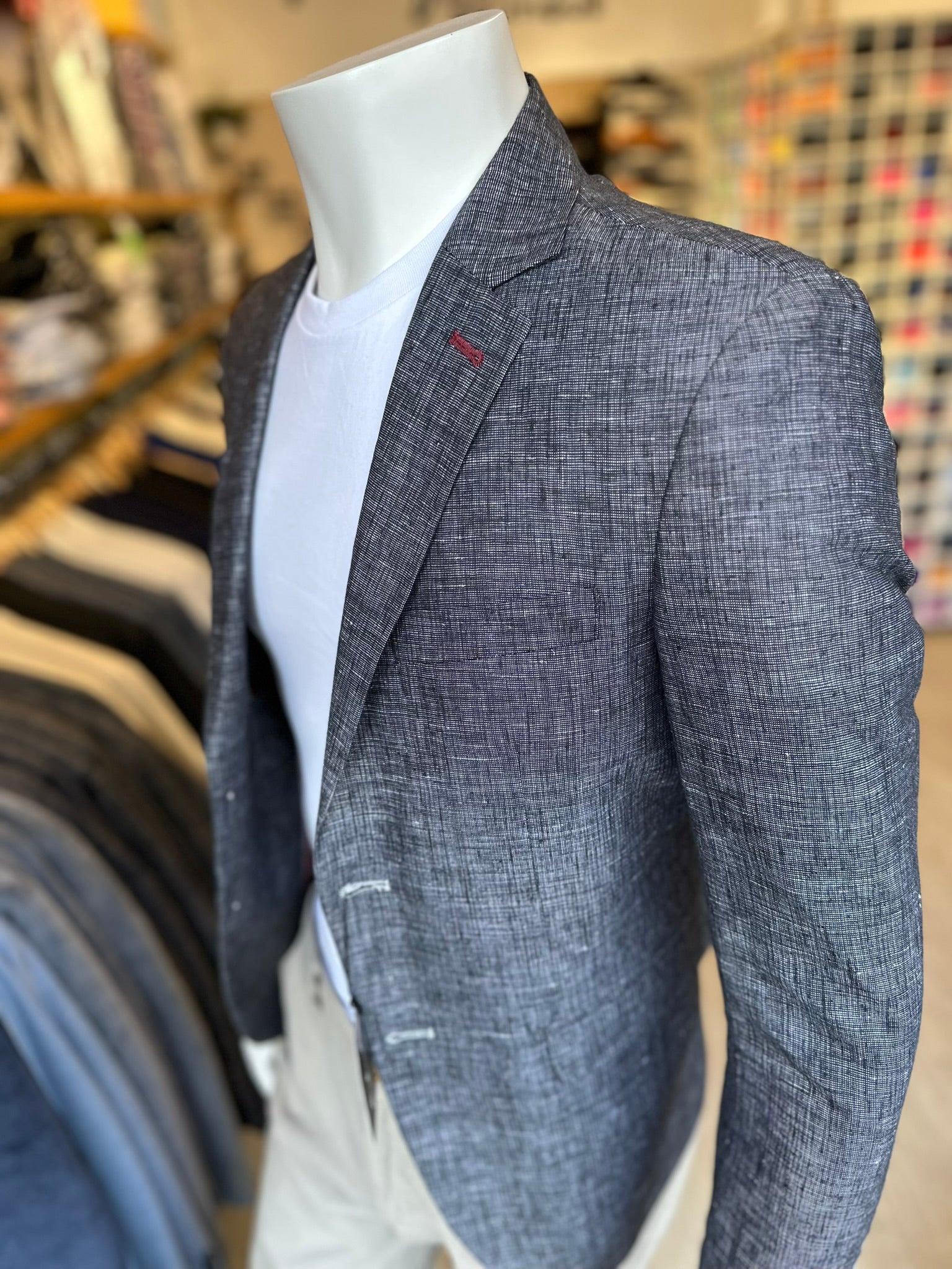 Blazer Azul a Cuadros Semi-Slim
