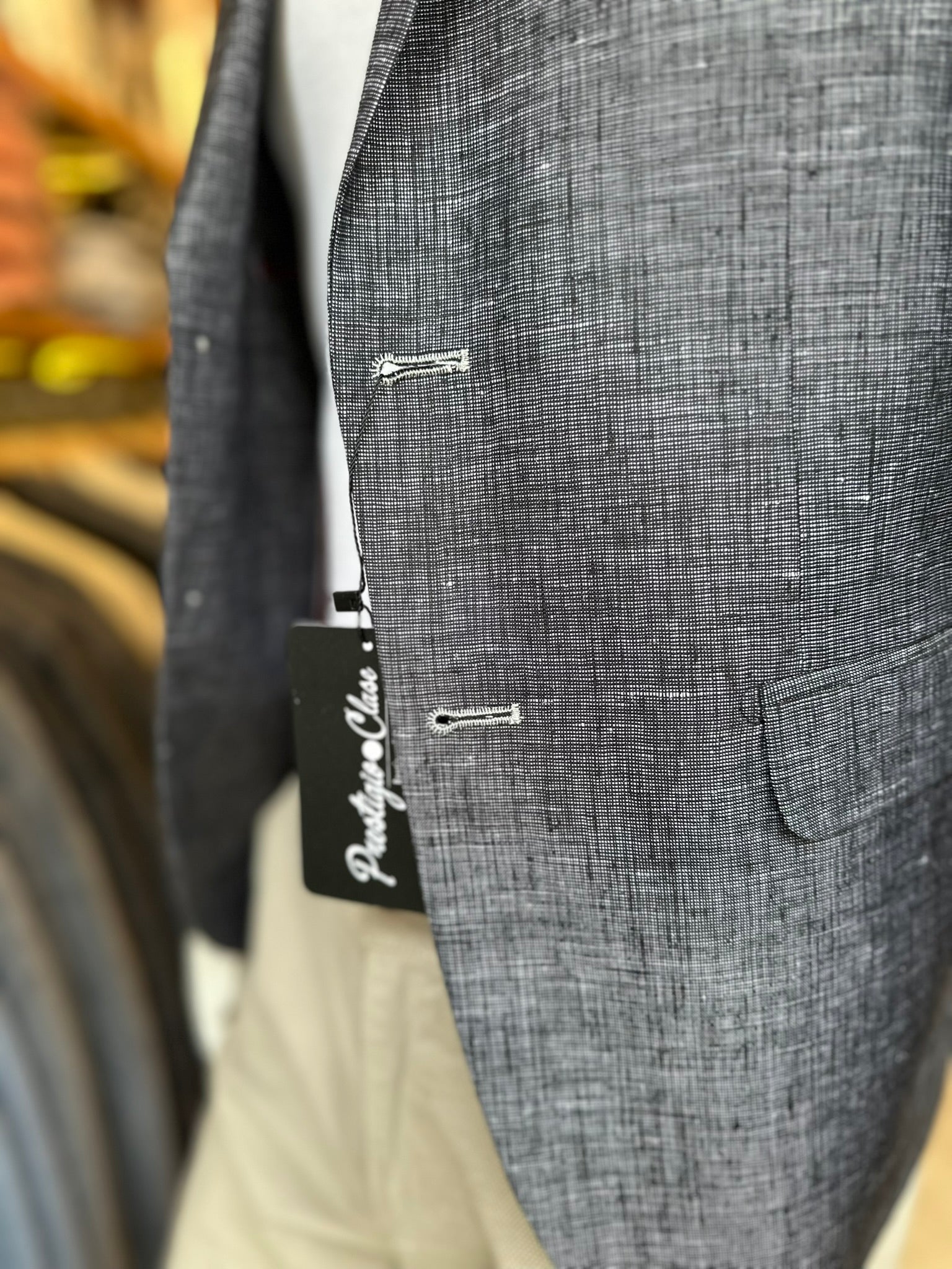 Blazer Azul a Cuadros Semi-Slim