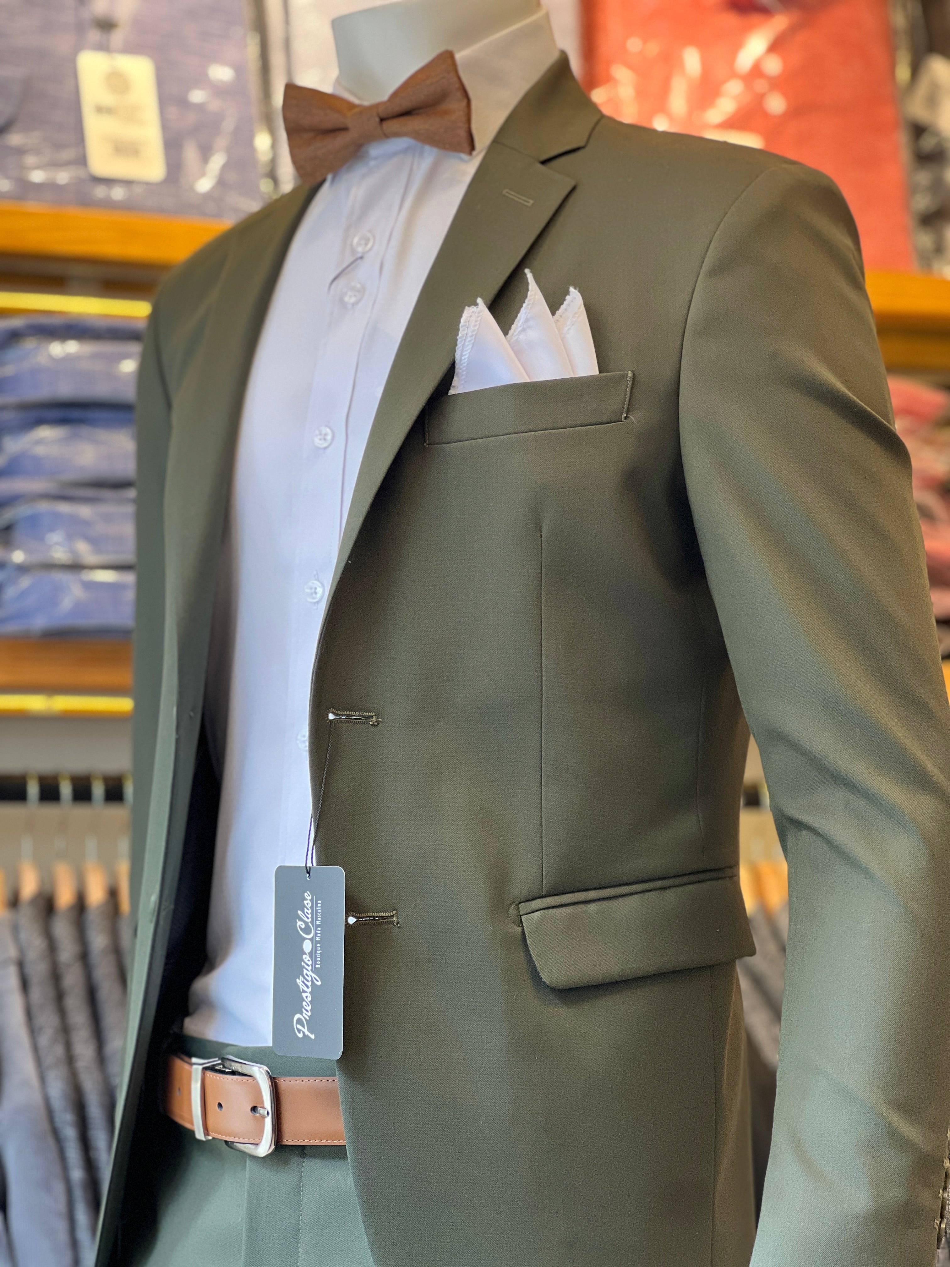 Traje Verde Semi-Slim, Formal Ejecutivo Dos piezas