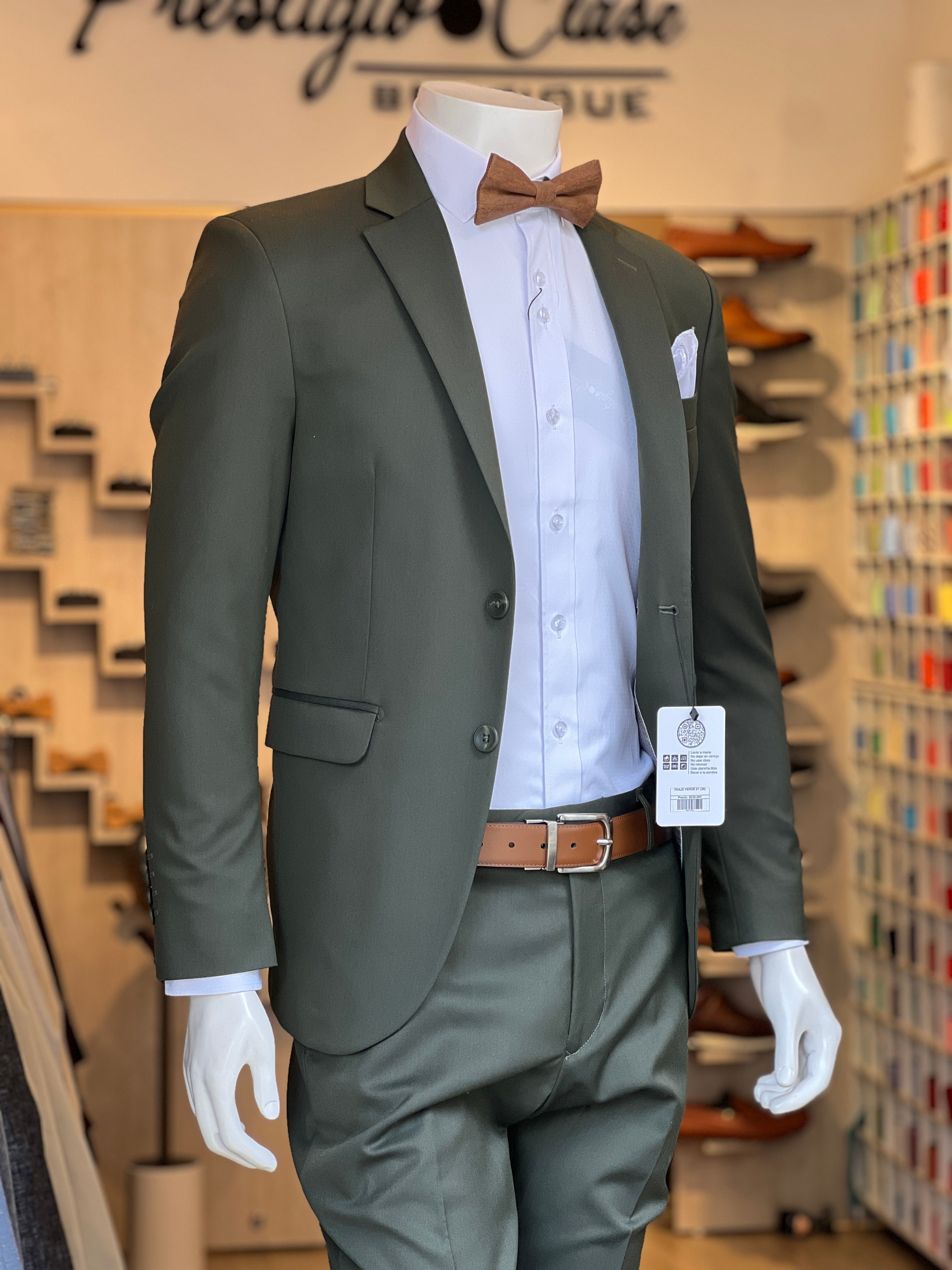 Traje Verde Semi-Slim, Formal Ejecutivo Dos piezas