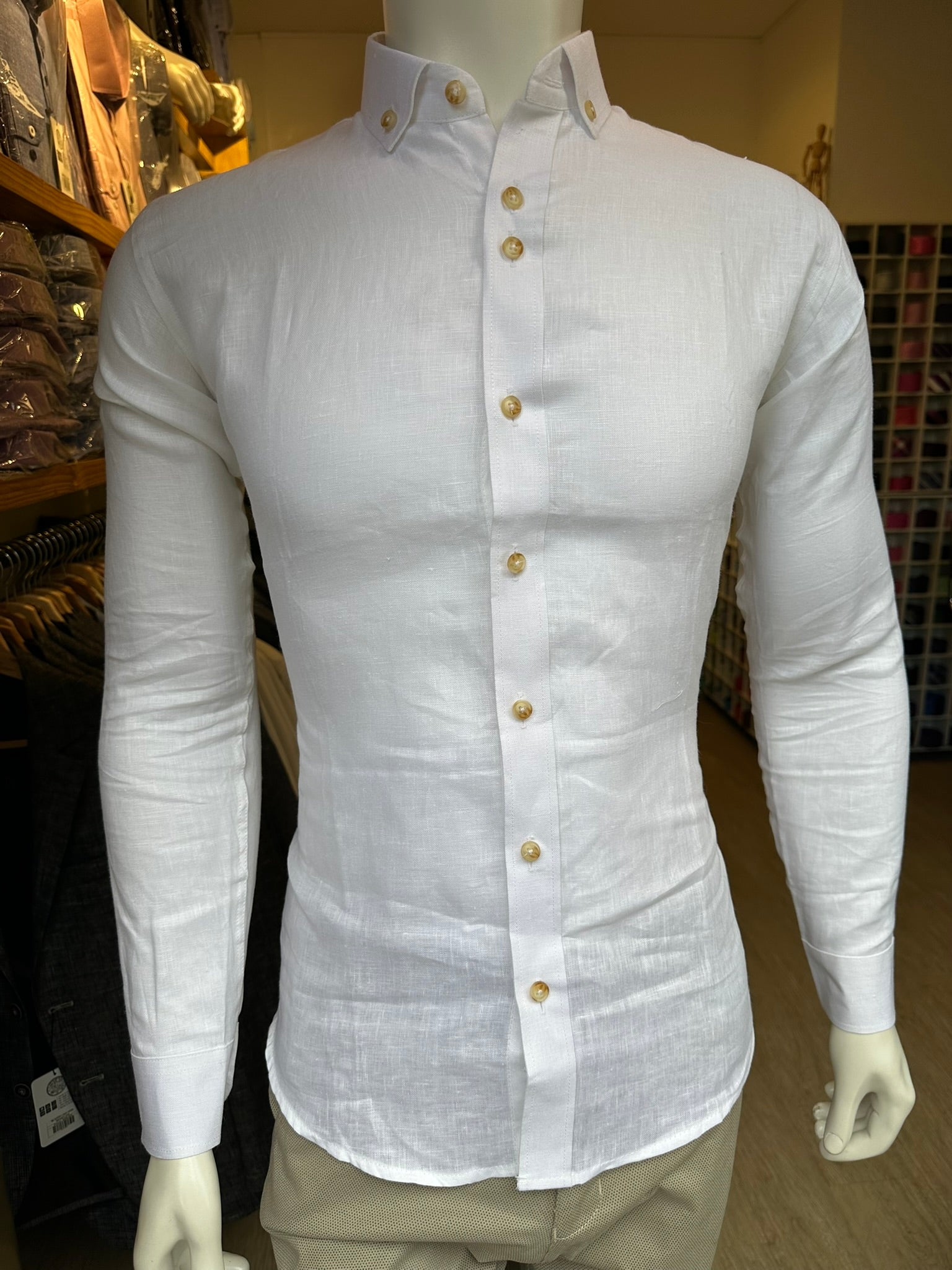Camisa Lino Blanca Semi-Slim