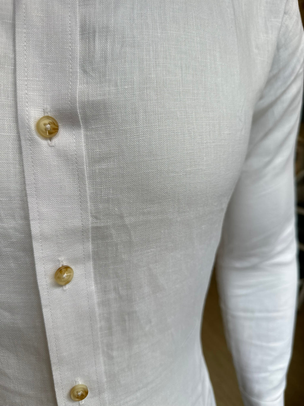 Camisa Lino Blanca Semi-Slim