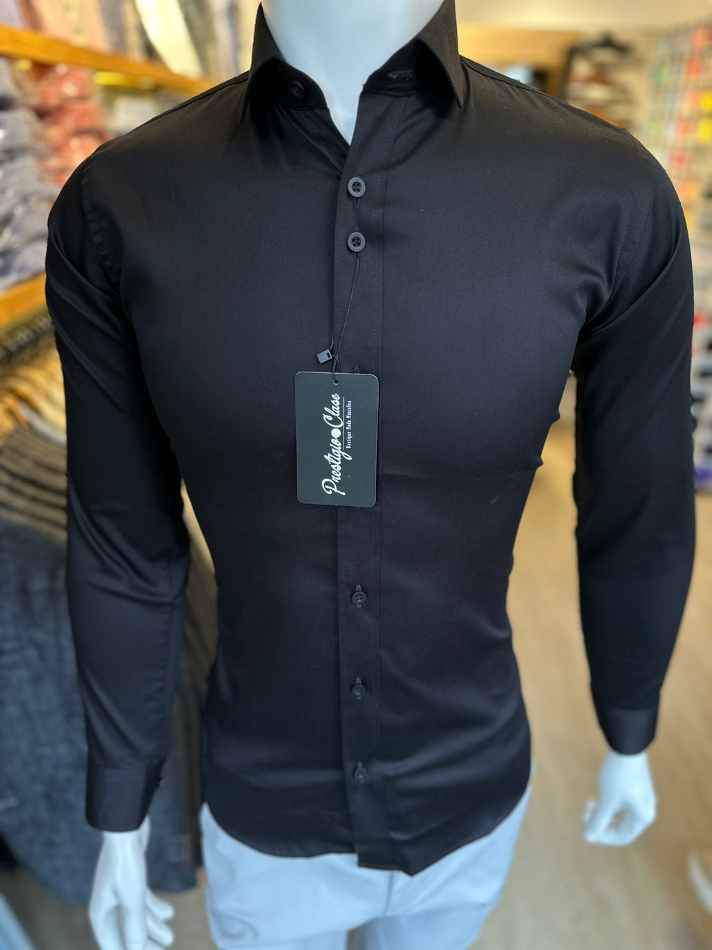 Camisa Negra Lisa Semi-Slim