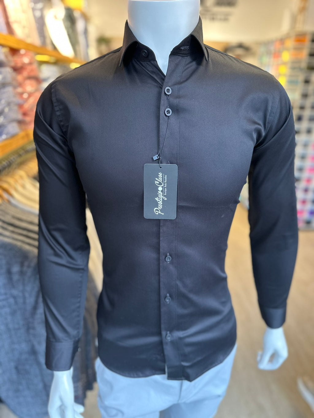 Camisa Negra Lisa Semi-Slim