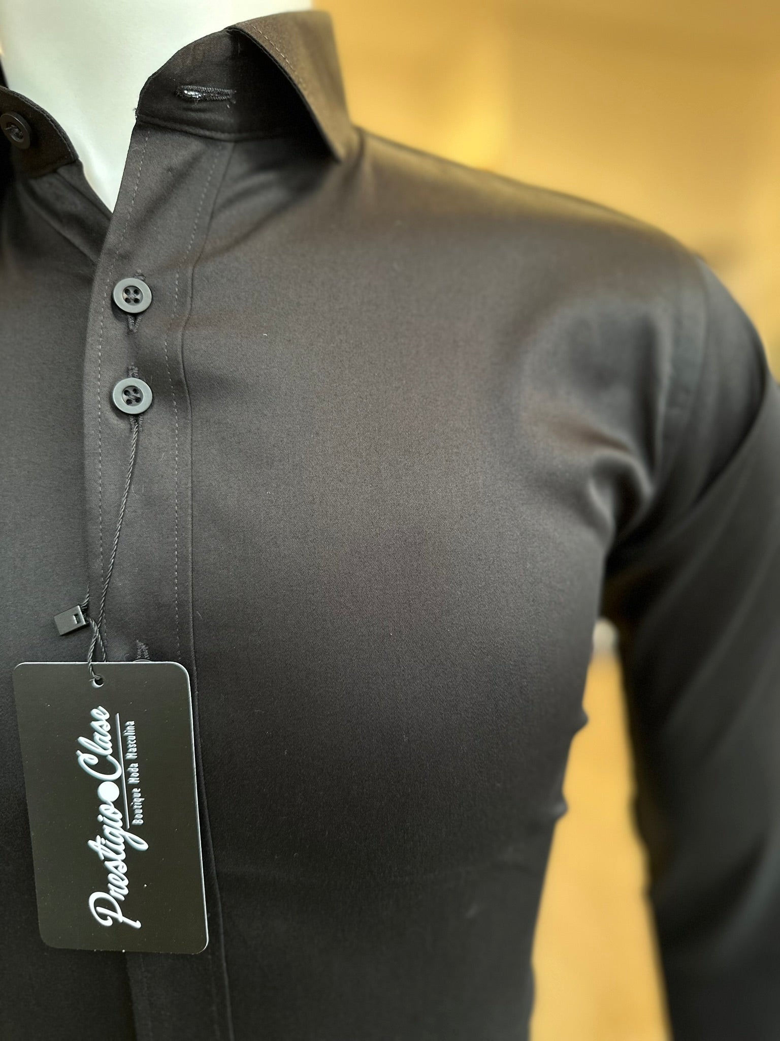 Camisa Negra Lisa Semi-Slim