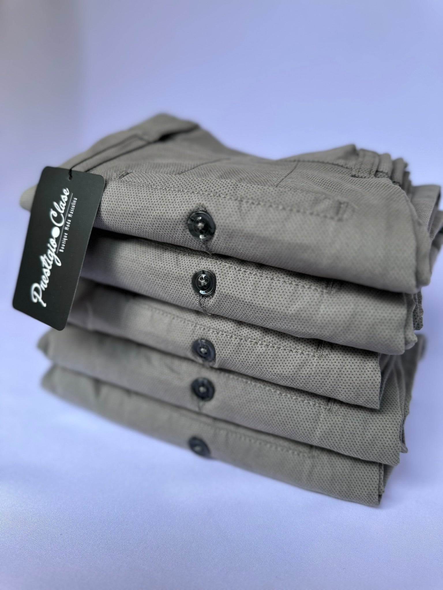 Pantalón Drill Gris Claro Texturizado A Puntos